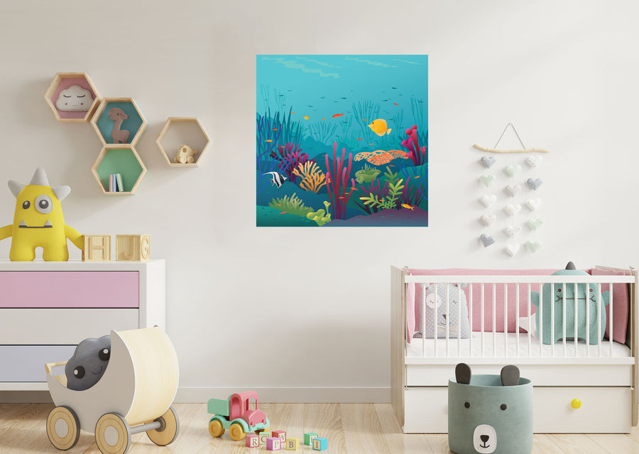 Nursery:  Colorful Ocean Mural        -   Removable Wall   Adhesive Decal