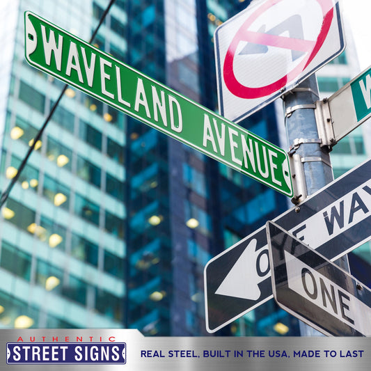 Chicago Cubs Steel Street Sign-WAVELAND AVE