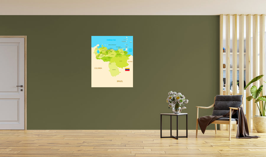 Maps of South America: Venezuela Mural        -   Removable     Adhesive Decal