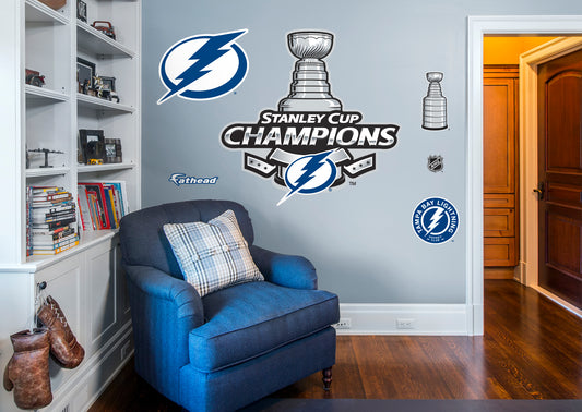 Tampa Bay Lightning 2021 Stanley Cup Champions Logo        - Officially Licensed NHL Removable Wall   Adhesive Decal