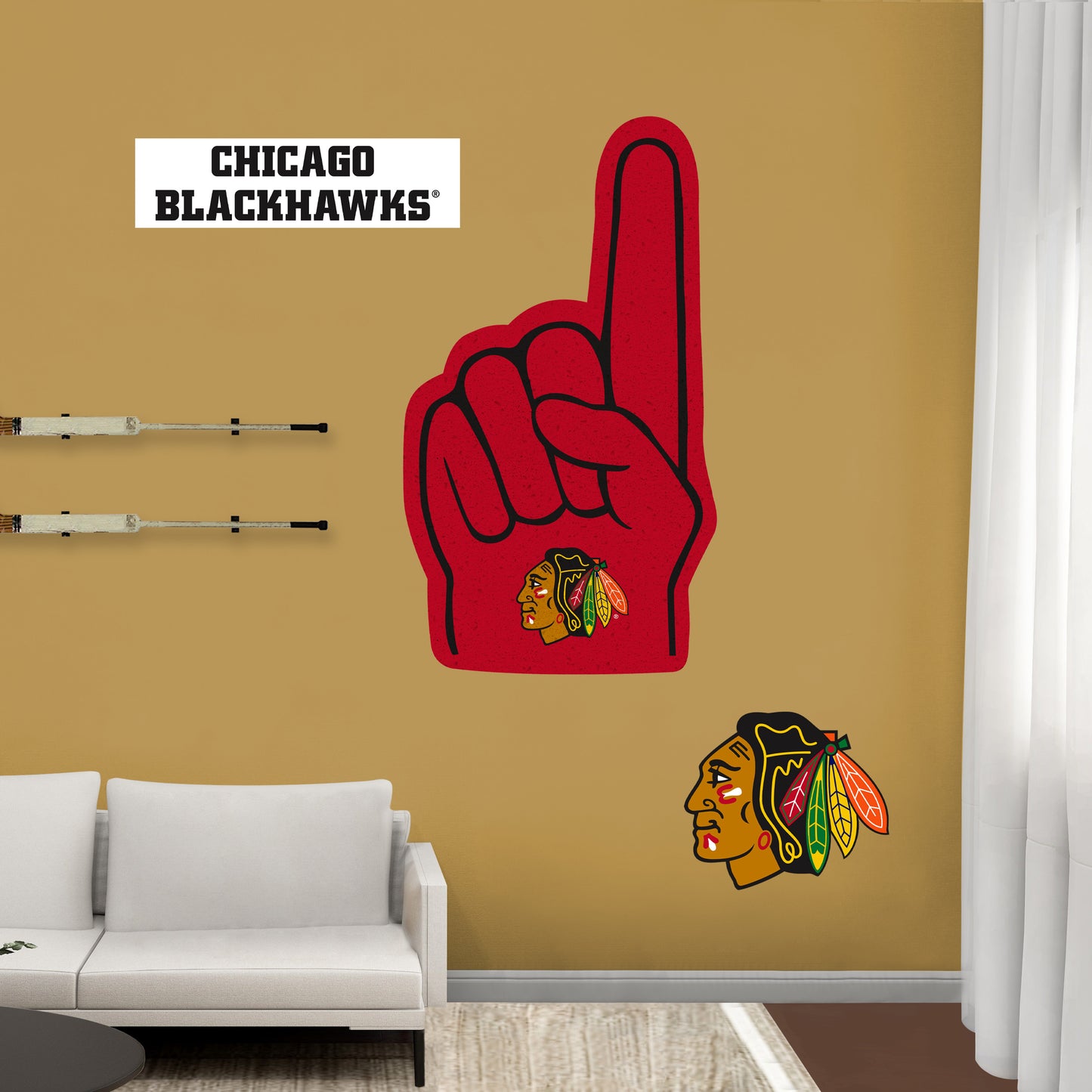 Chicago Blackhawks:    Foam Finger        - Officially Licensed NHL Removable     Adhesive Decal