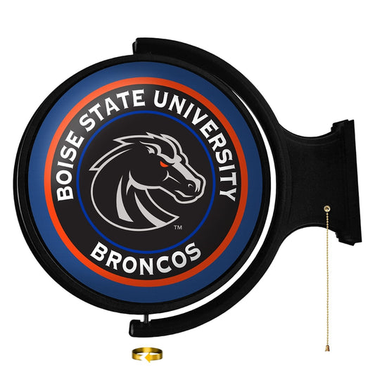 Boise State Broncos: Black - Original Round Rotating Lighted Wall Sign - The Fan-Brand