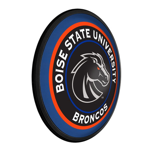 Boise State Broncos: Black - Round Slimline Lighted Wall Sign - The Fan-Brand