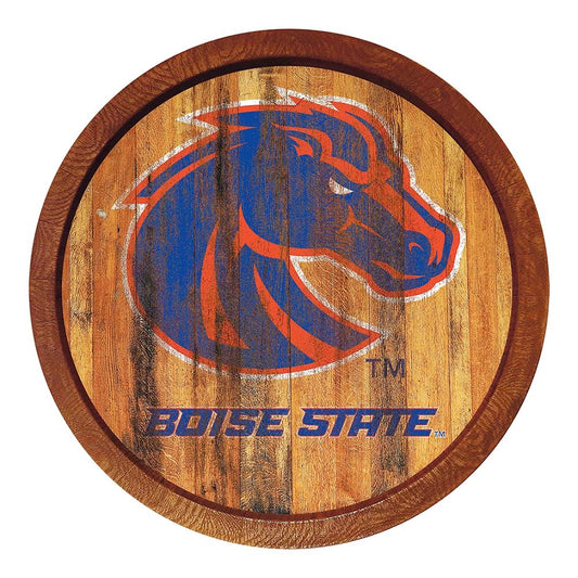 Boise State Broncos: Weathered "Faux" Barrel Top Sign - The Fan-Brand