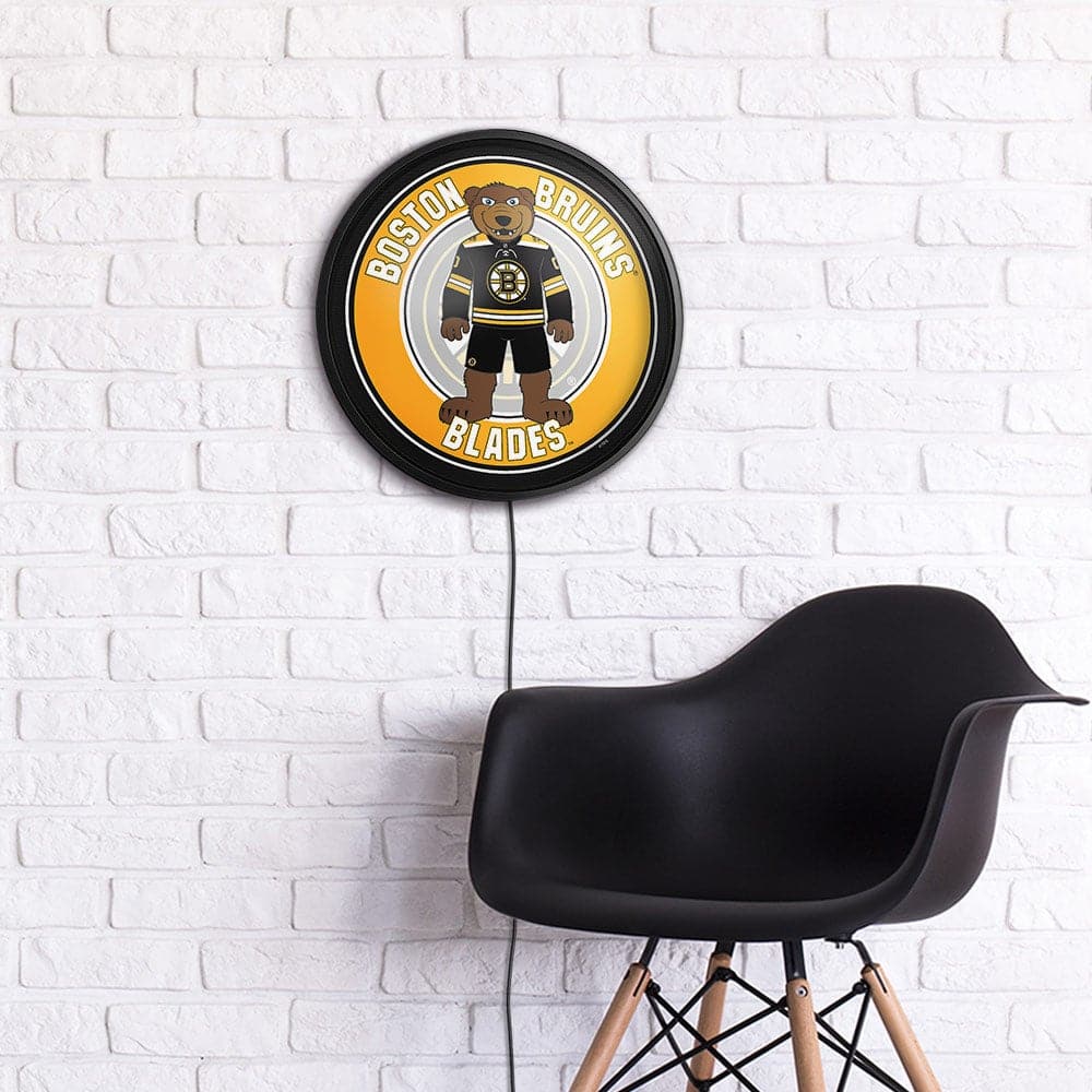Boston Bruins: Blades - Round Slimline Lighted Wall Sign - The Fan-Brand