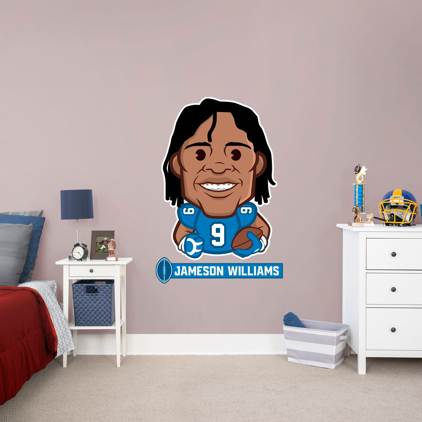 Detroit Lions: Jameson Williams  Emoji        - Officially Licensed NFLPA Removable     Adhesive Decal