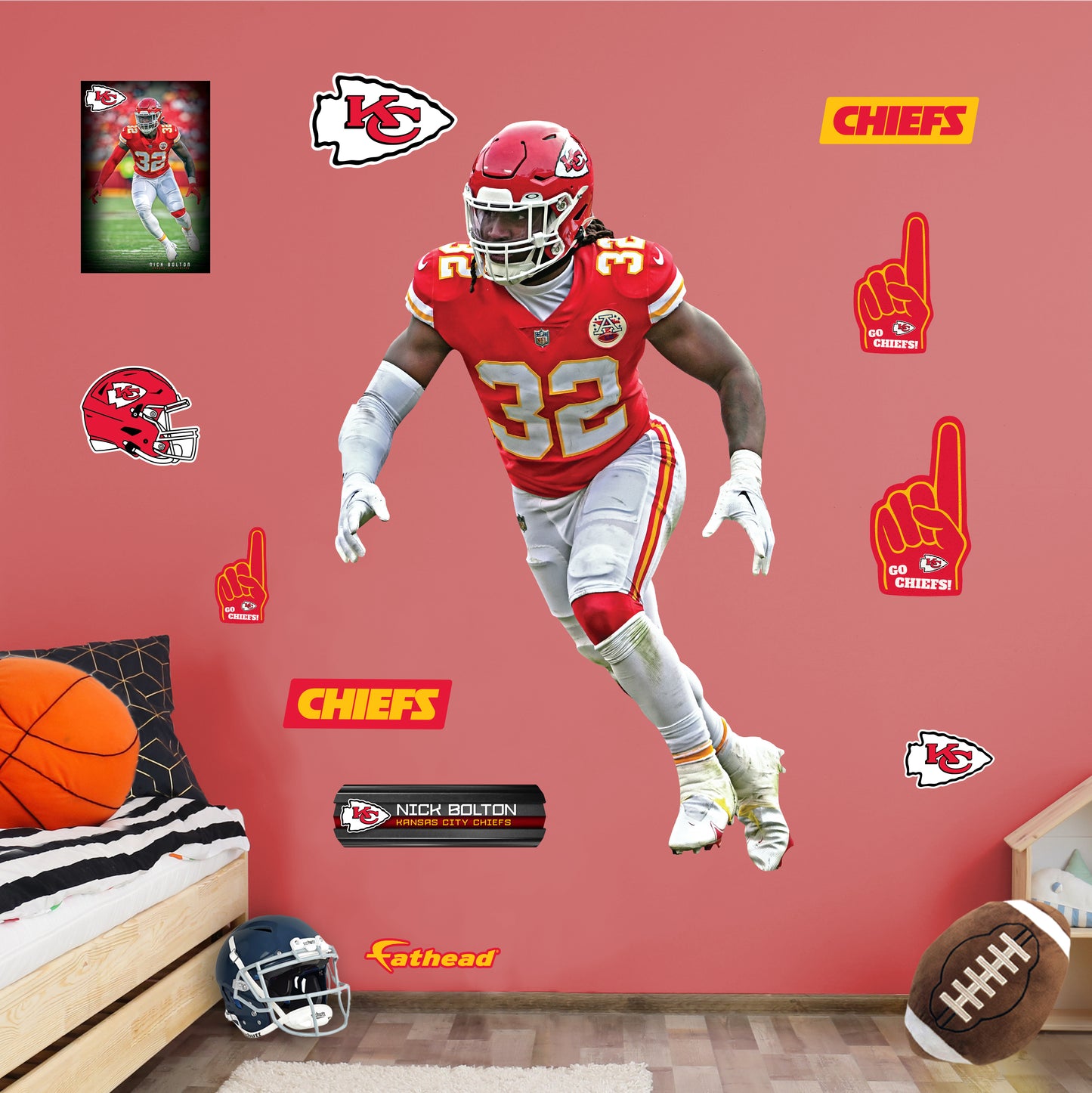 Kansas City Chiefs: Nick Bolton 2023        - Officially Licensed NFL Removable     Adhesive Decal