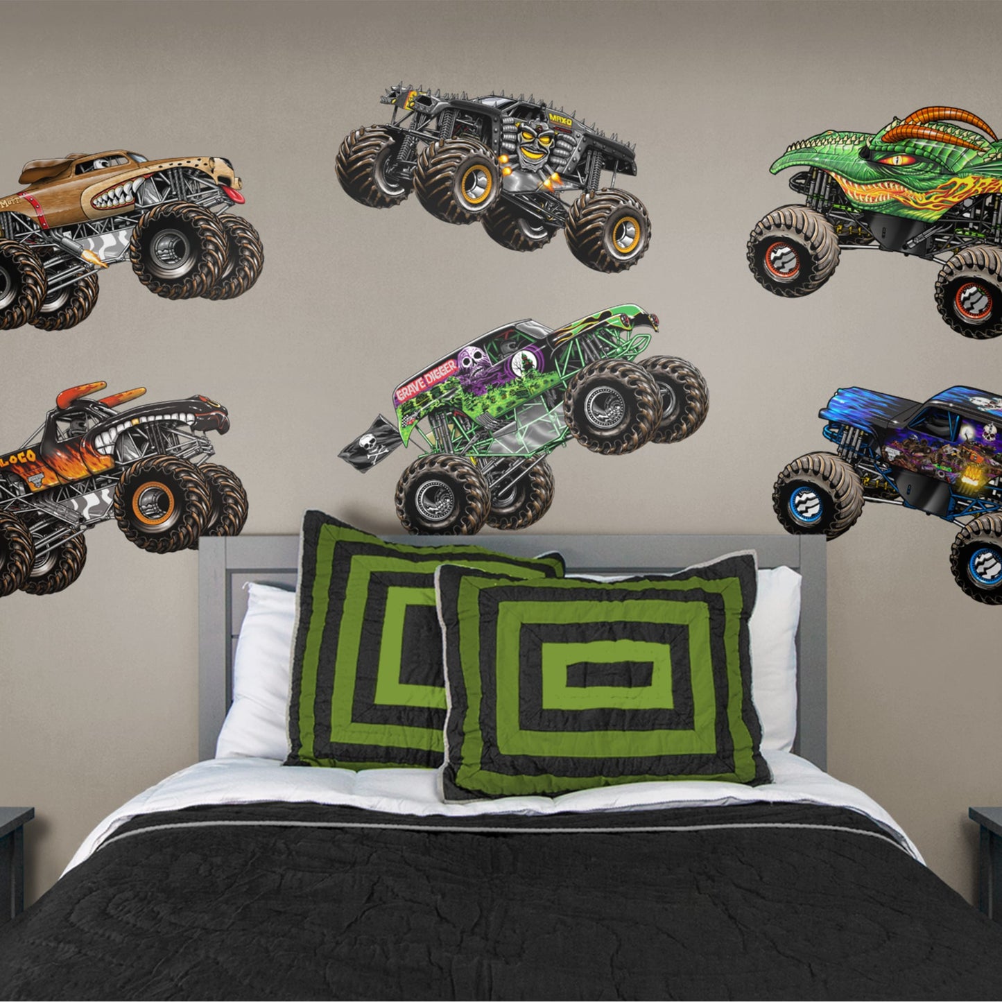 Monster Jam: Cartoon Trucks Collection  - Officially Licensed Removable Wall Decal