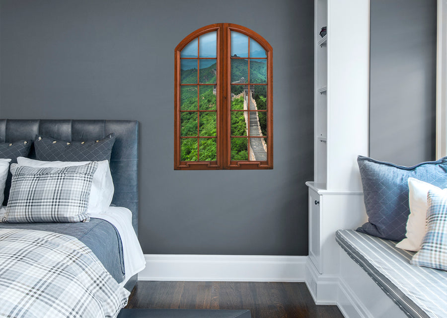 New Wonders: The Great Wall Panoramic View Instant Windows        -   Removable Wall   Adhesive Decal