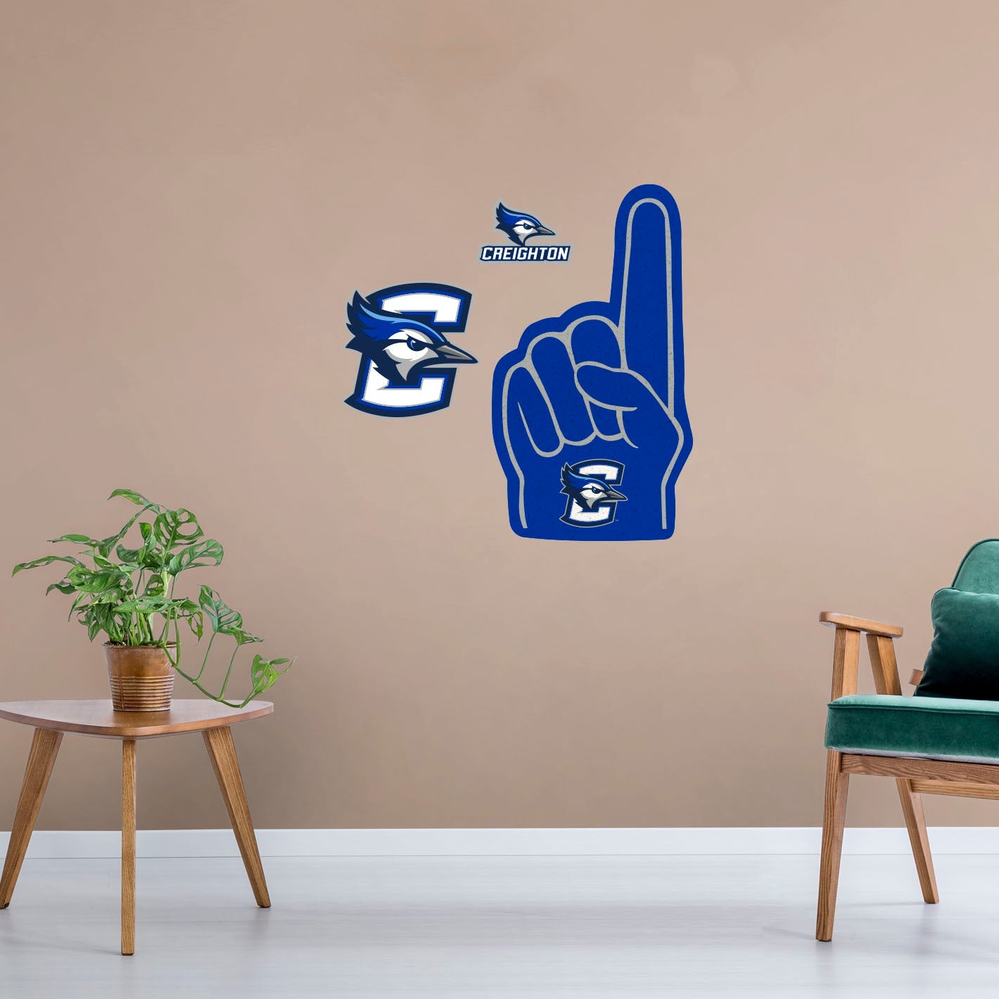 Creighton Blue Jays: Foam Finger - Officially Licensed NCAA Removable Adhesive Decal