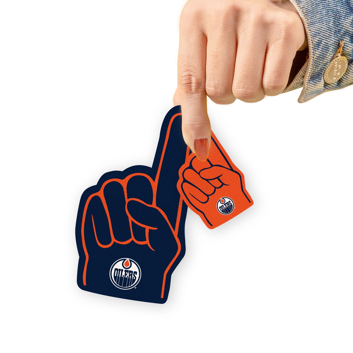 Edmonton Oilers:    Foam Finger Minis        - Officially Licensed NHL Removable     Adhesive Decal