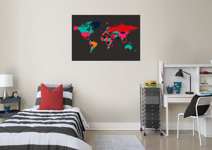World Maps:  Neon Map Mural        -   Removable Wall   Adhesive Decal