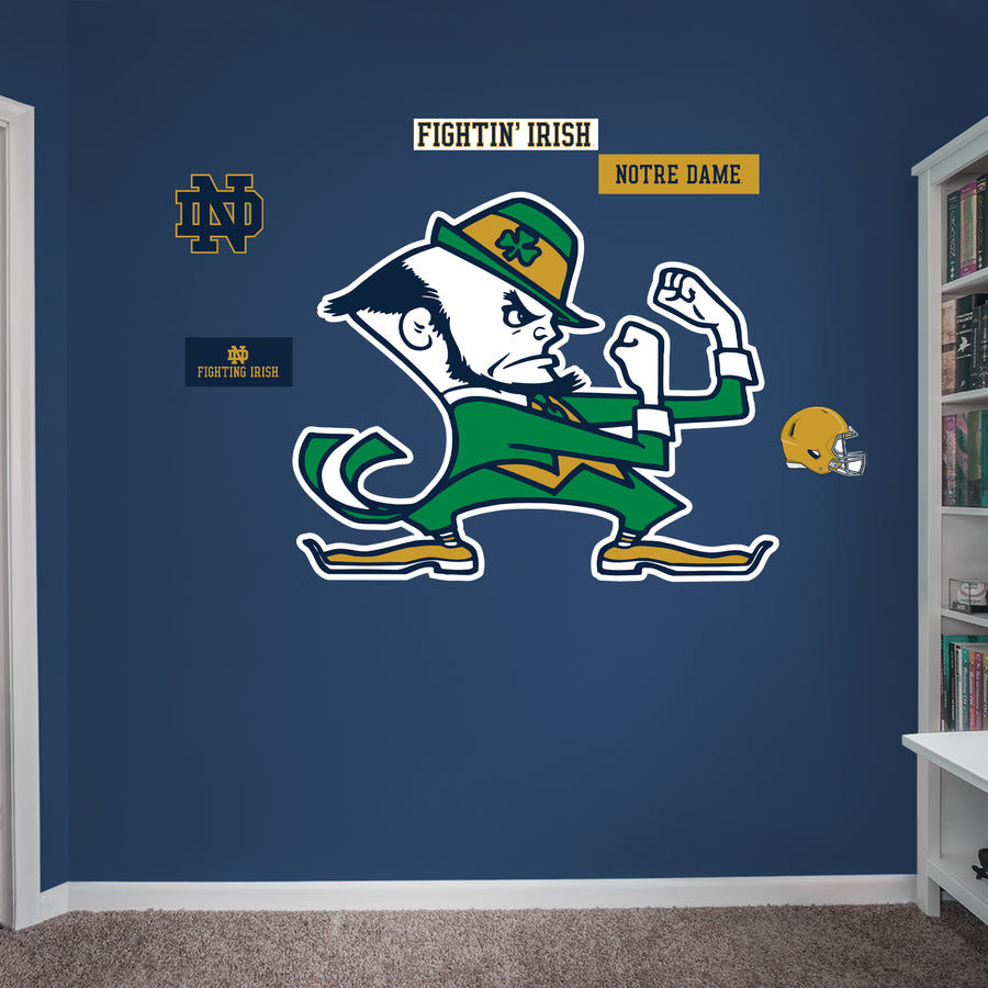 Notre Dame Fighting Irish - RealBig Leprechaun Logo Collection - Official NCAA - Reusable Vinyl Wall Decals