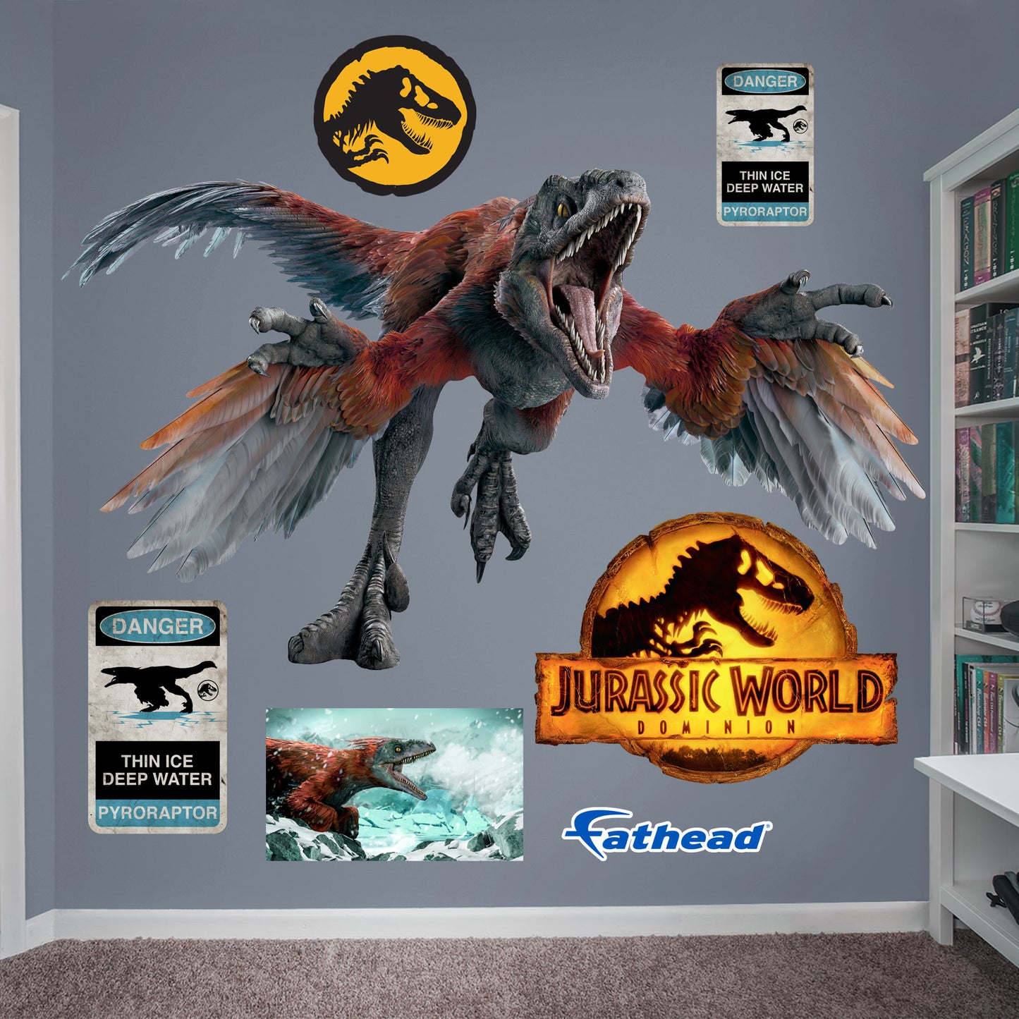 Jurassic World Dominion: Pyroraptor RealBig - Officially Licensed NBC Universal Removable Adhesive Decal