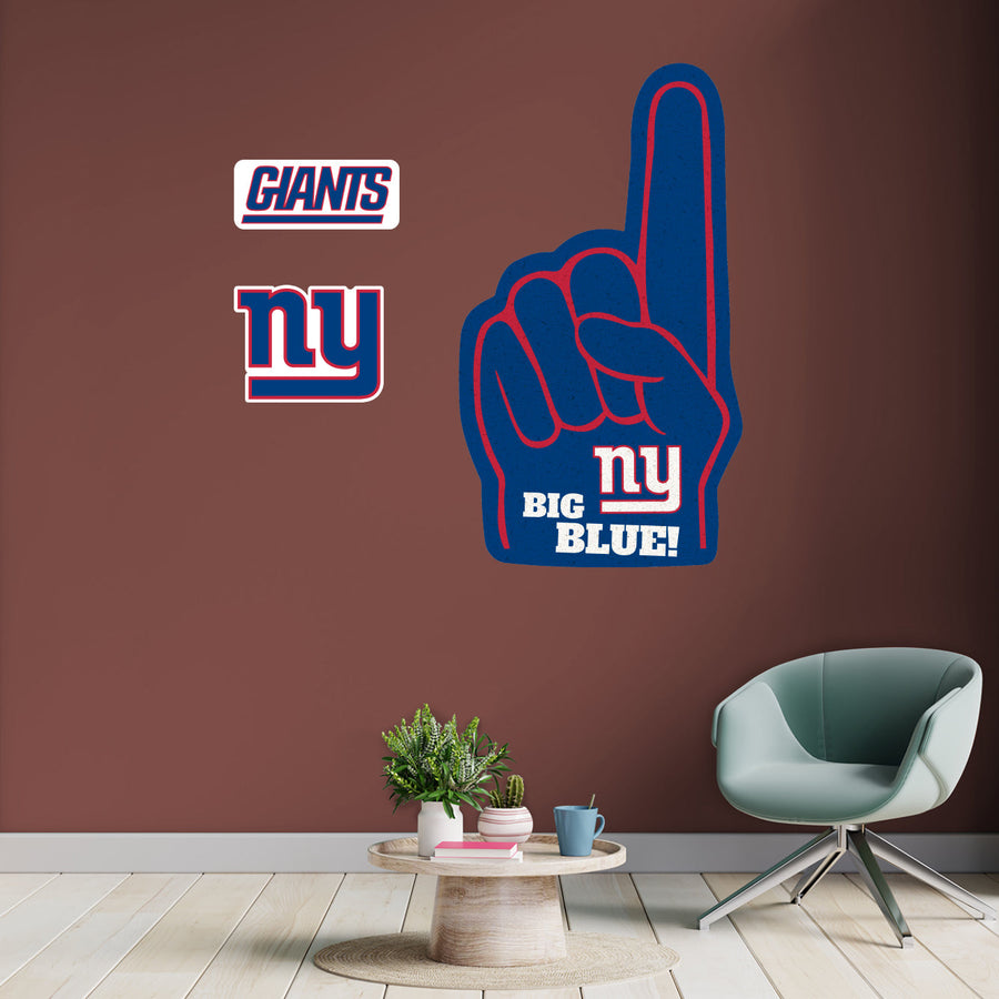 New York Giants - RealBig Foam Finger Collection - Official NFL - Reusable Vinyl Wall Decals