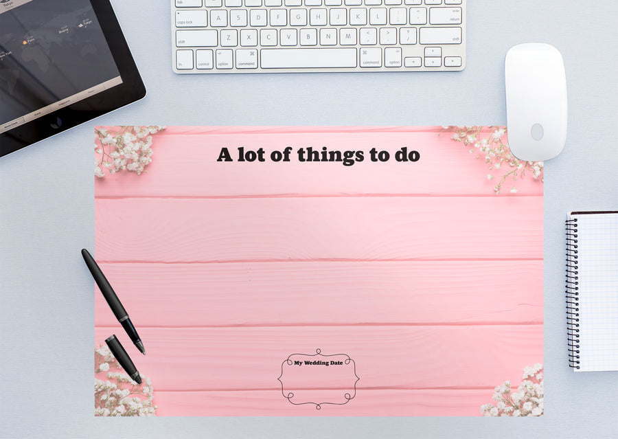 Wedding Dry Erase Floral Pink  -  Removable Wall Decal