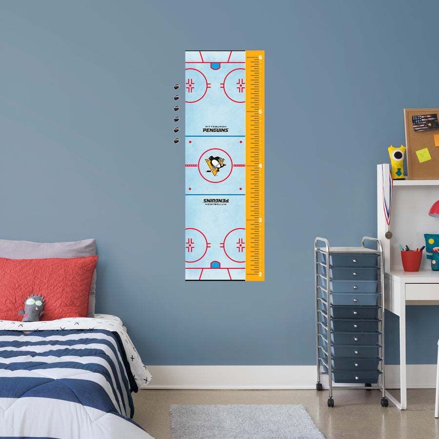 Rink - Growth Chart - Official NHL - Pittsburgh Penguins - Reusable Vinyl Wall Decal