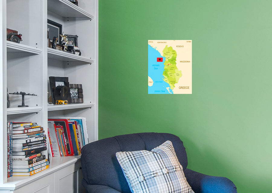 Maps of Europe: Albania Mural        -   Removable Wall   Adhesive Decal