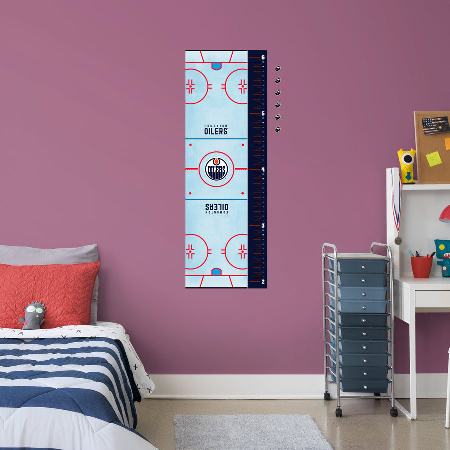 Rink - Growth Chart - Official NHL - Edmonton Oilers - Reusable Vinyl Wall Decal