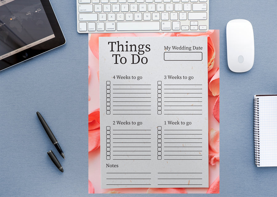 Dry Erase Wedding Checklist Petal  -  Removable Wall Decal