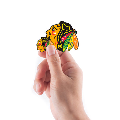 Sheet of 5 -Chicago Blackhawks:  2021 Logo Minis        - Officially Licensed NHL Removable    Adhesive Decal