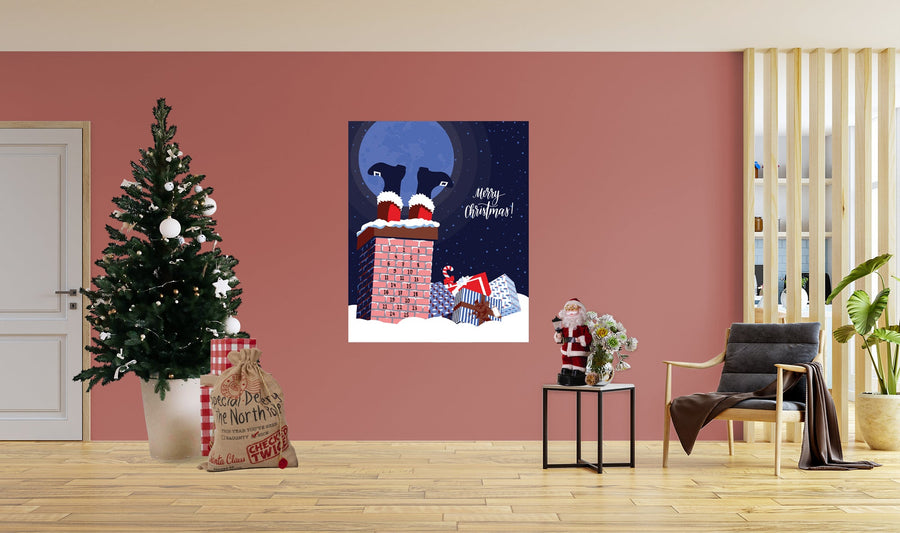 Christmas: Chimney Calendar Dry Erase - Removable Adhesive Decal