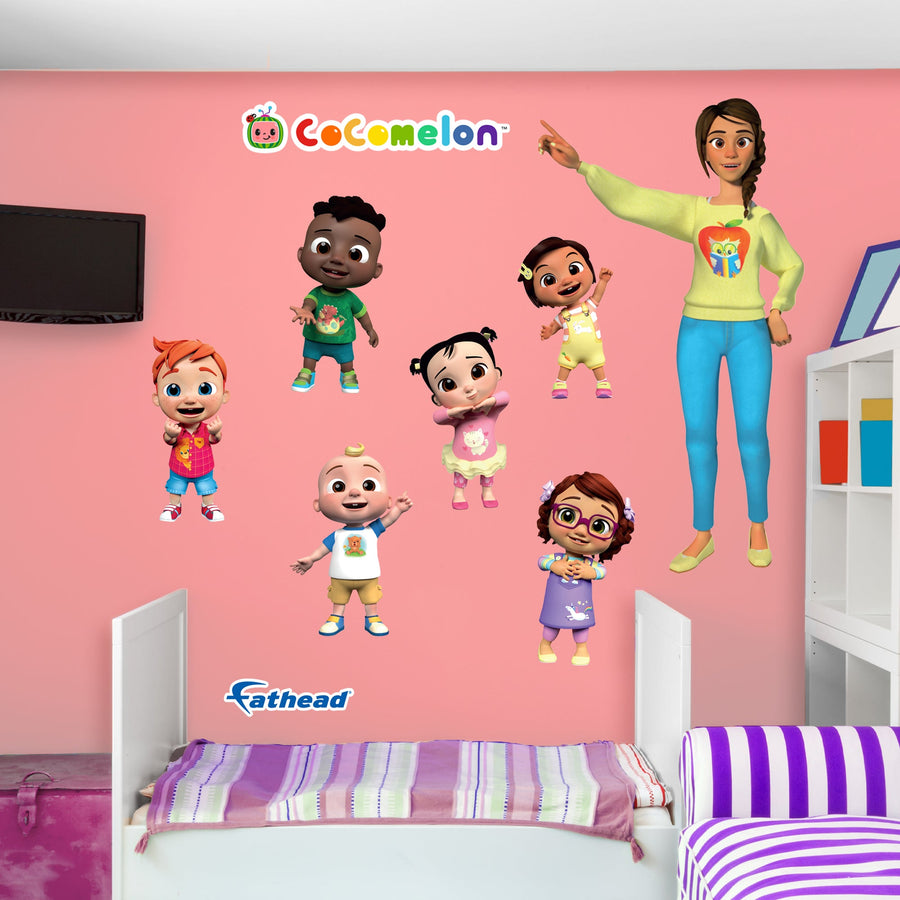 JJ & Teacher & Friends - RealBig Collection - Official CoComelon - Reusable Vinyl Wall Decals