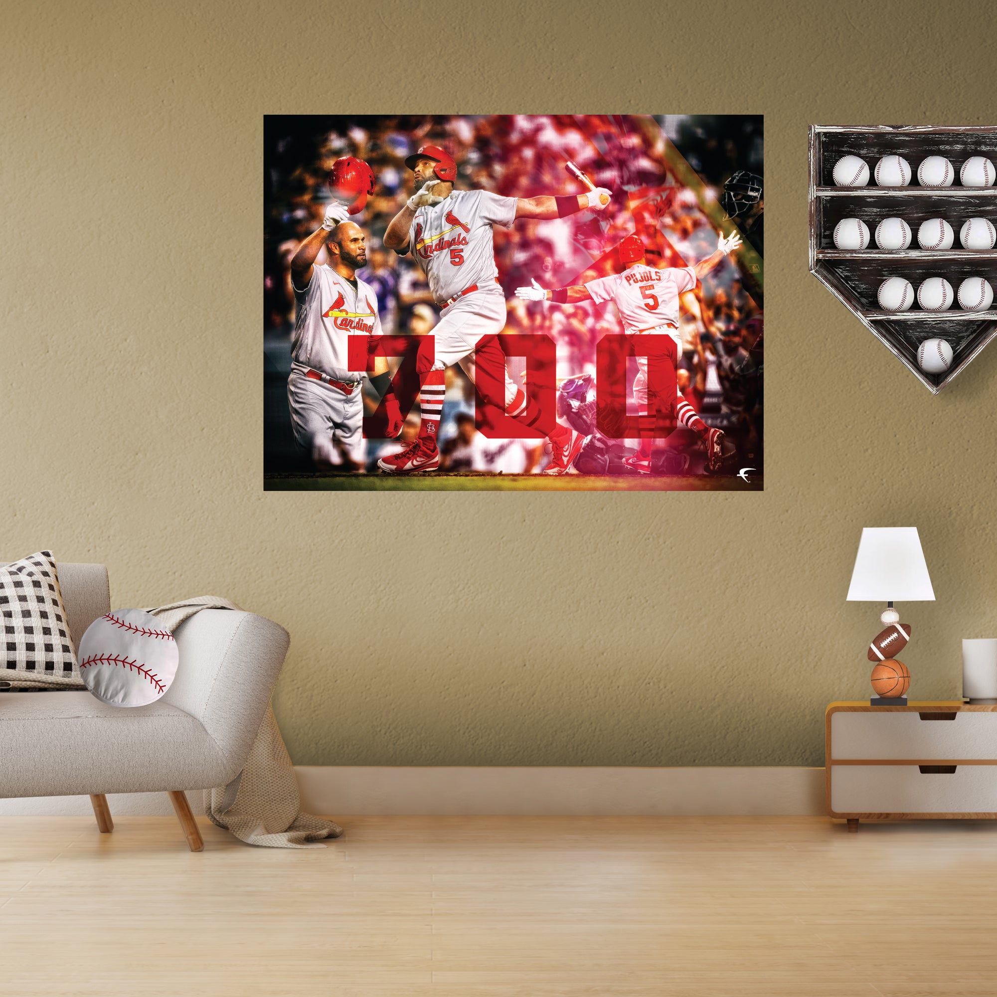 Legends Never Die - Collage Fotografico Incorniciato Albert Pujols 700° Fuoricampo, Con Foto 20x25 E 8x13 Cm, Cornice Nera 30,5x38 Cm, Per Fan St. Louis Cardinals