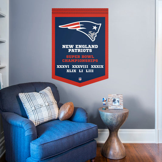 New England Patriots: Super Bowl Championships Banner - Officially Licensed NFL Removable Wall Decal