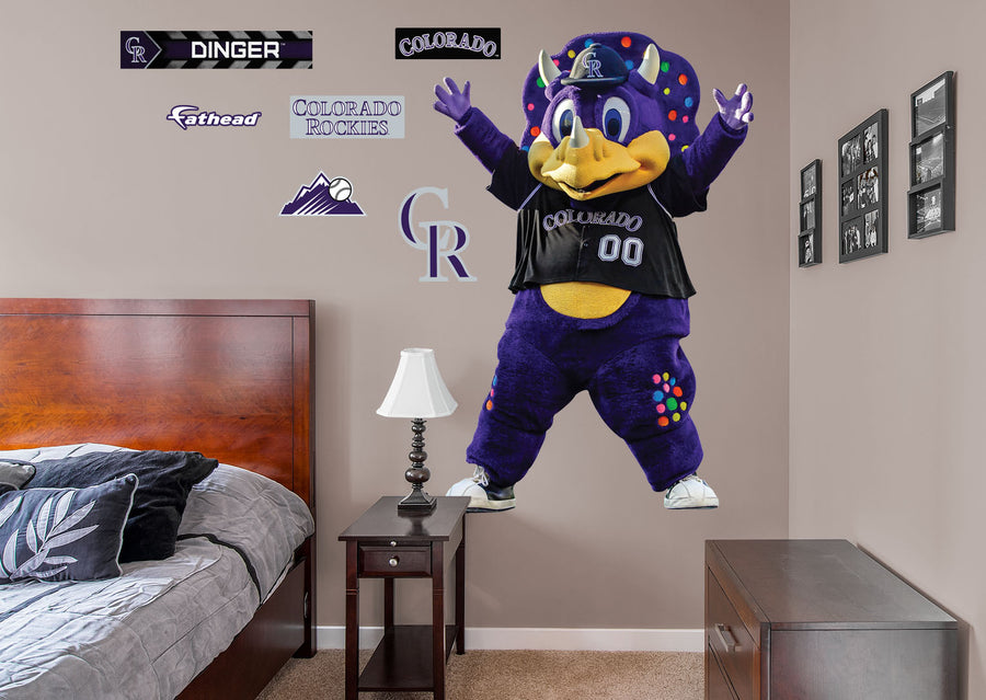 Dinger Mascot - RealBig Collection - Official MLB - Colorado Rockies - Reusable Vinyl Wall Decals