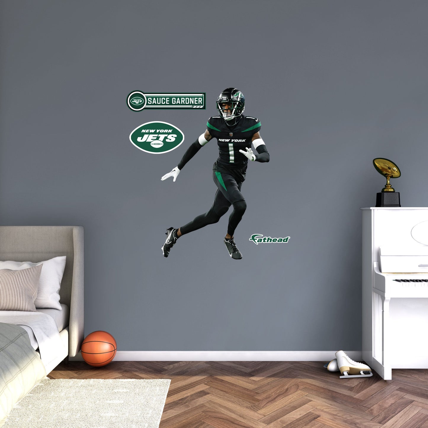 New York Jets: Sauce Gardner Black Uniform        - Officially Licensed NFL Removable     Adhesive Decal