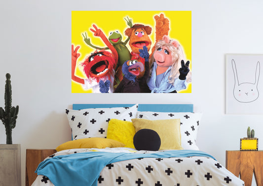 The Muppets:  Group On Yellow Mural        - Officially Licensed Disney Removable Wall   Adhesive Decal