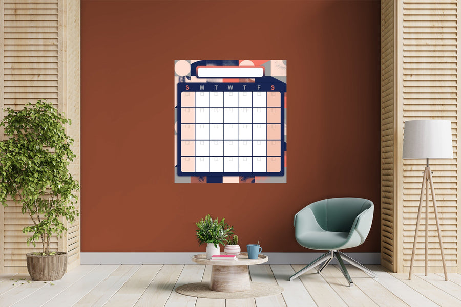 Calendars: Color Block One Month Calendar Dry Erase - Removable Adhesive Decal