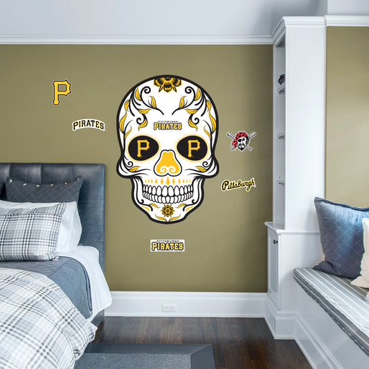 Pittsburgh Pirates:   Skull        - Officially Licensed MLB Removable     Adhesive Decal