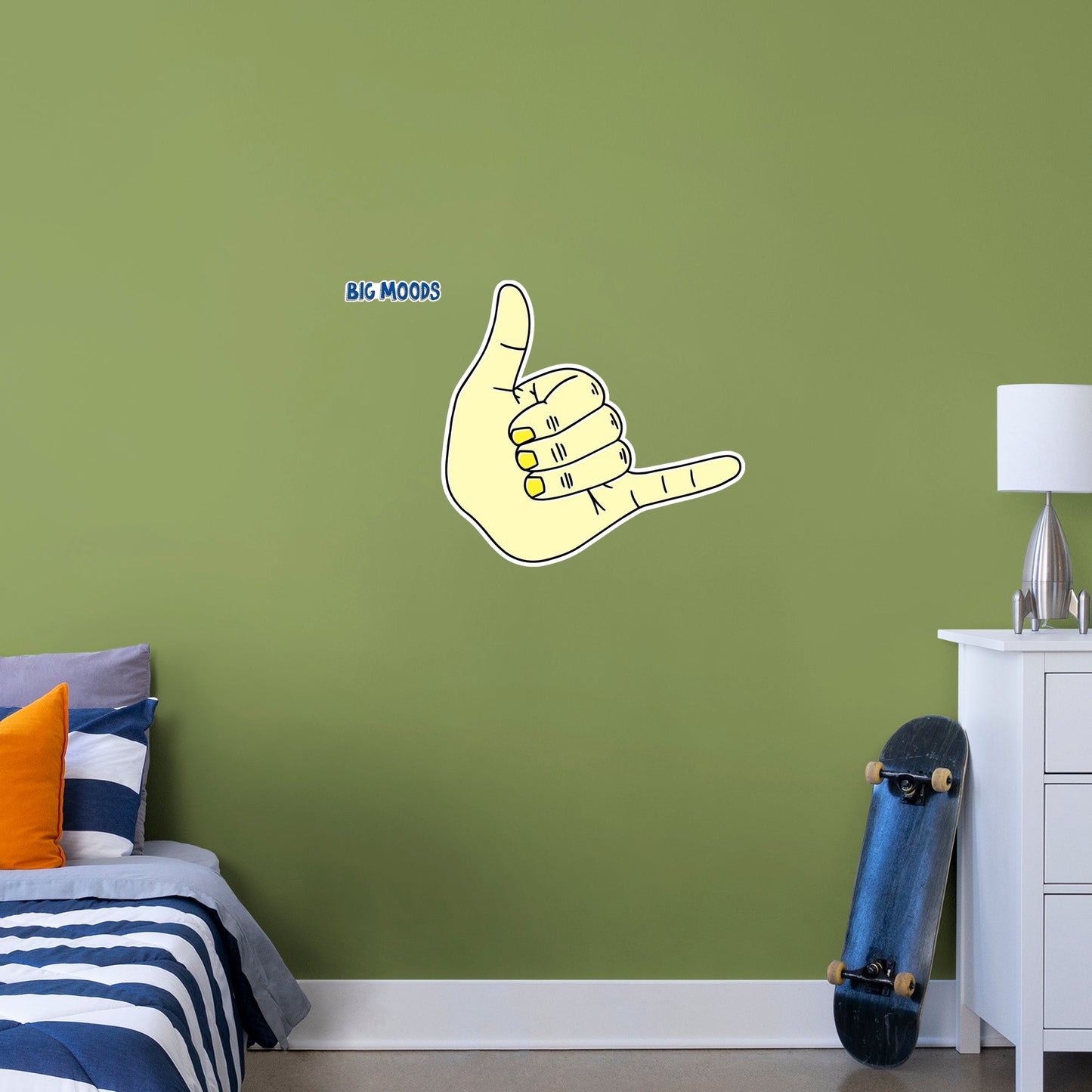 Hang Loose Gesture (Yellow)        - Officially Licensed Big Moods Removable     Adhesive Decal