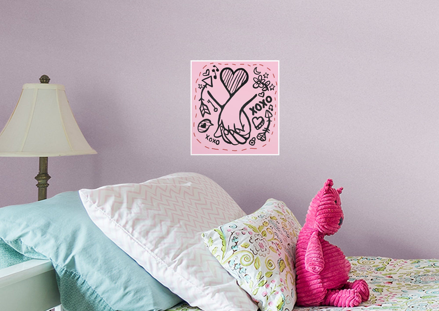 Holding Hands Pink Love        - Officially Licensed Big Moods Removable     Adhesive Decal