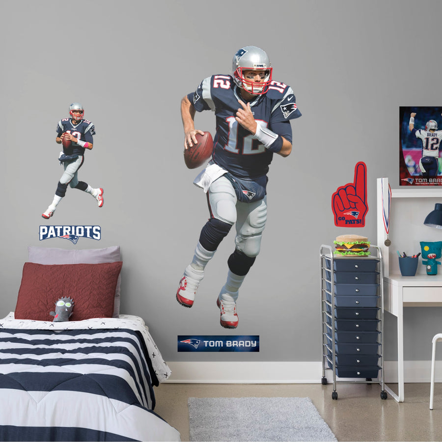 Tom Brady No. 12 - RealBig Collection - Official NFL - New England Patriots - Reusable Vinyl Wall Decals