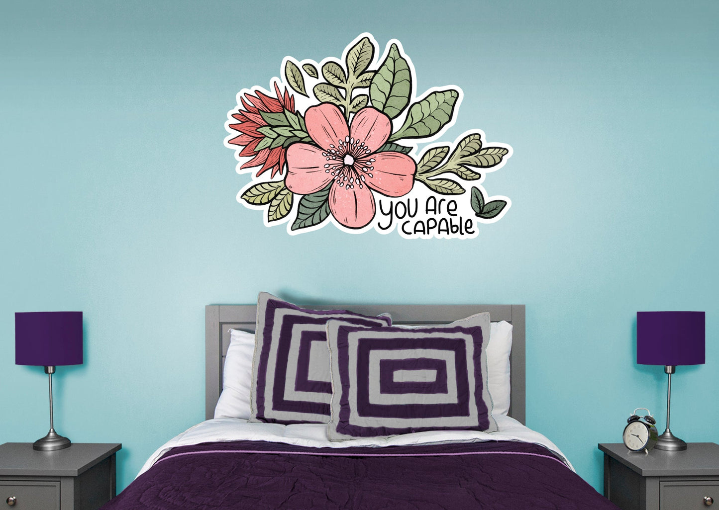 You Are Capable Pink Flower        - Officially Licensed Big Moods Removable     Adhesive Decal