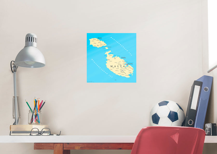 Maps of Europe: Malta Mural        -   Removable Wall   Adhesive Decal
