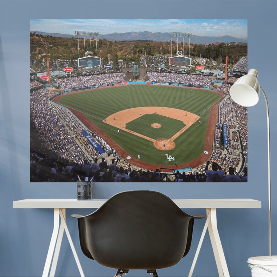Behind Home Plate Mural - Peel & Stick Poster - Official MLB - Los Angeles Dodgers - Reusable Vinyl Wall Decal