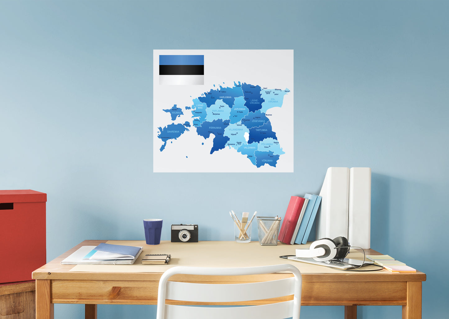 Maps of Europe: Estonia Mural        -   Removable Wall   Adhesive Decal