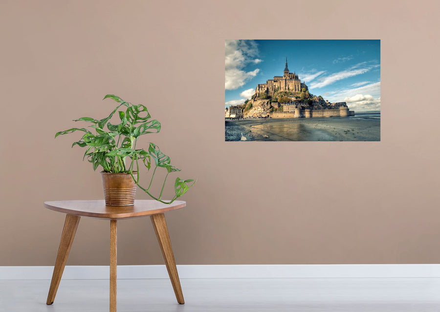 Popular Landmarks: Mont Saint-Michel Realistic Poster - Removable Adhesive Decal