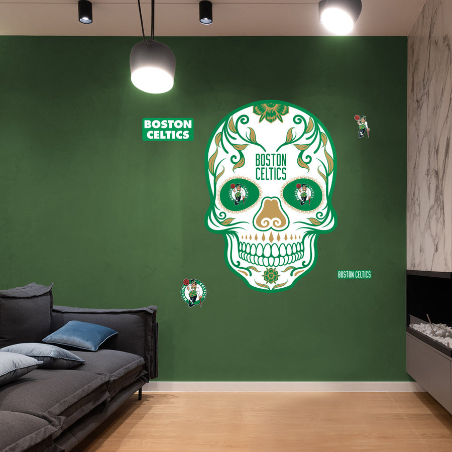 Boston Celtics - RealBig Sugar Skull Collection - Official NBA - Reusable Vinyl Wall Decals