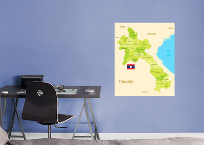 Maps of Asia: Laos Mural        -   Removable Wall   Adhesive Decal