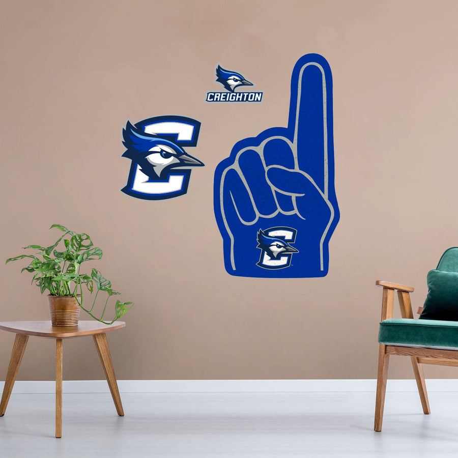 Creighton Bluejays - RealBig Foam Finger Collection - Official NCAA - Reusable Vinyl Wall Decals