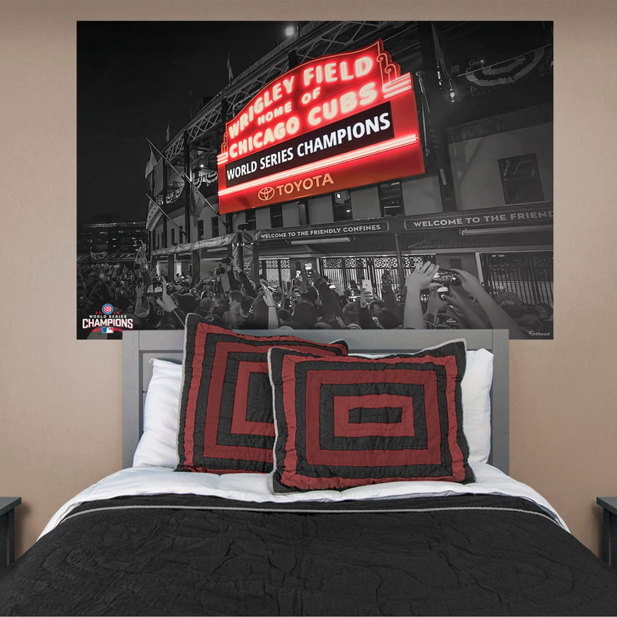 2016 World Series Champs Wrigleyville Mural - Peel & Stick Poster - Official MLB - Chicago Cubs - Reusable Vinyl Wall Decal