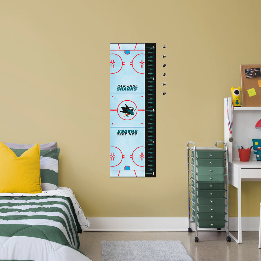 San Jose Sharks Rink - Growth Chart - Official NHL - San Jose Sharks - Reusable Vinyl Wall Decal