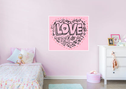 Love Bold Lettering Pink        - Officially Licensed Big Moods Removable     Adhesive Decal