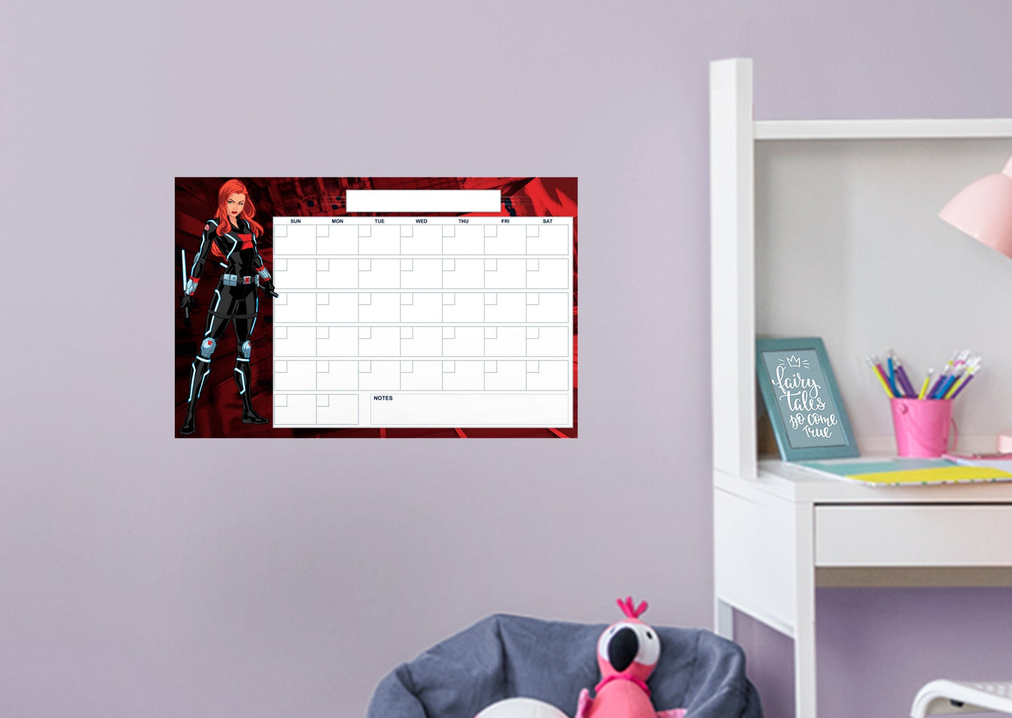 Avengers: BLACK WIDOW Blank Calendar Dry Erase        - Officially Licensed Marvel Removable     Adhesive Decal