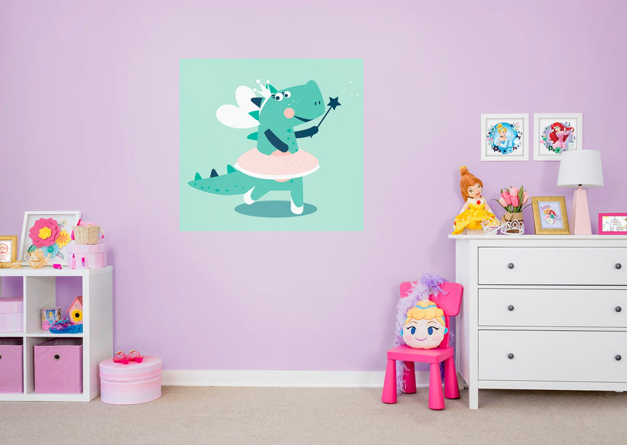 Nursery Princess:  Dino Mural        -   Removable Wall   Adhesive Decal